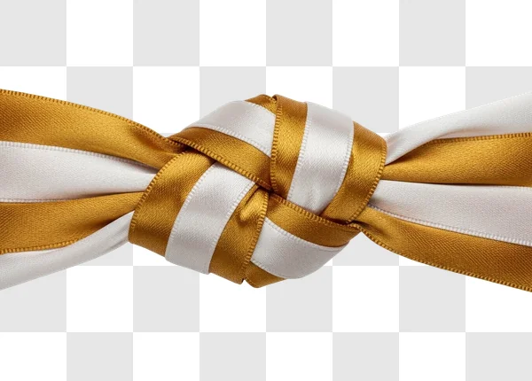 golden and white ribbon knot detail
