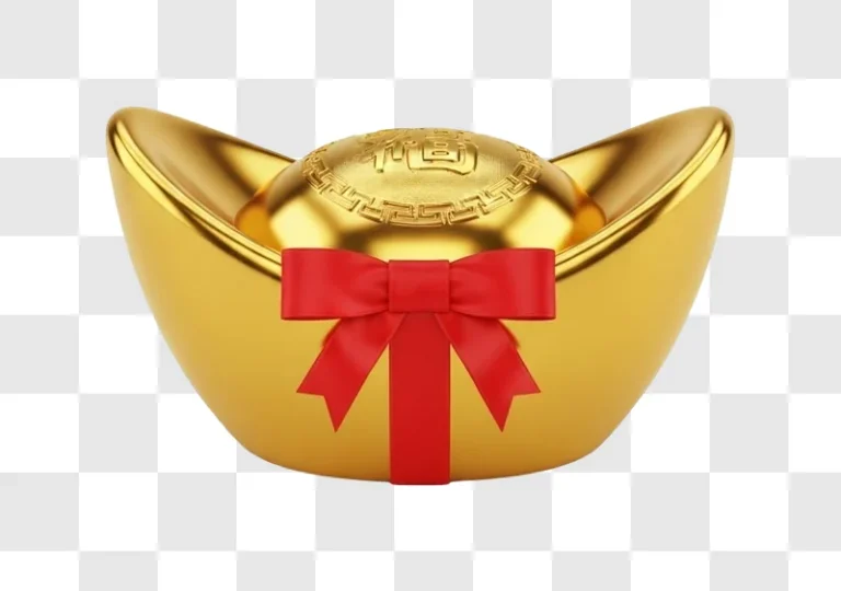 golden chocolate with red ribbon bow