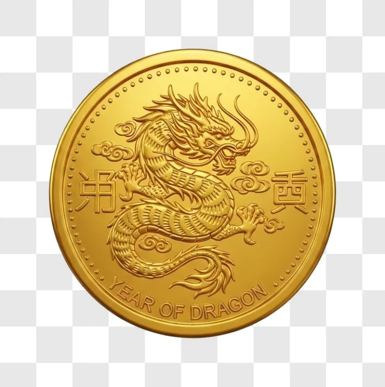 golden coin with dragon design