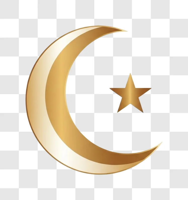 golden crescent moon and star symbol