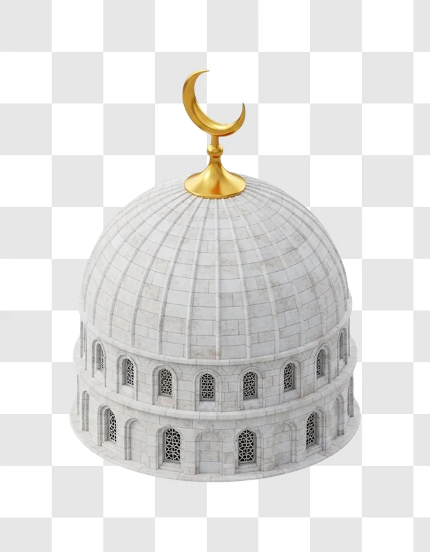 golden crescent moon on dome top