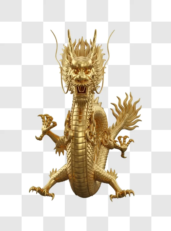 golden dragon statue with spikes