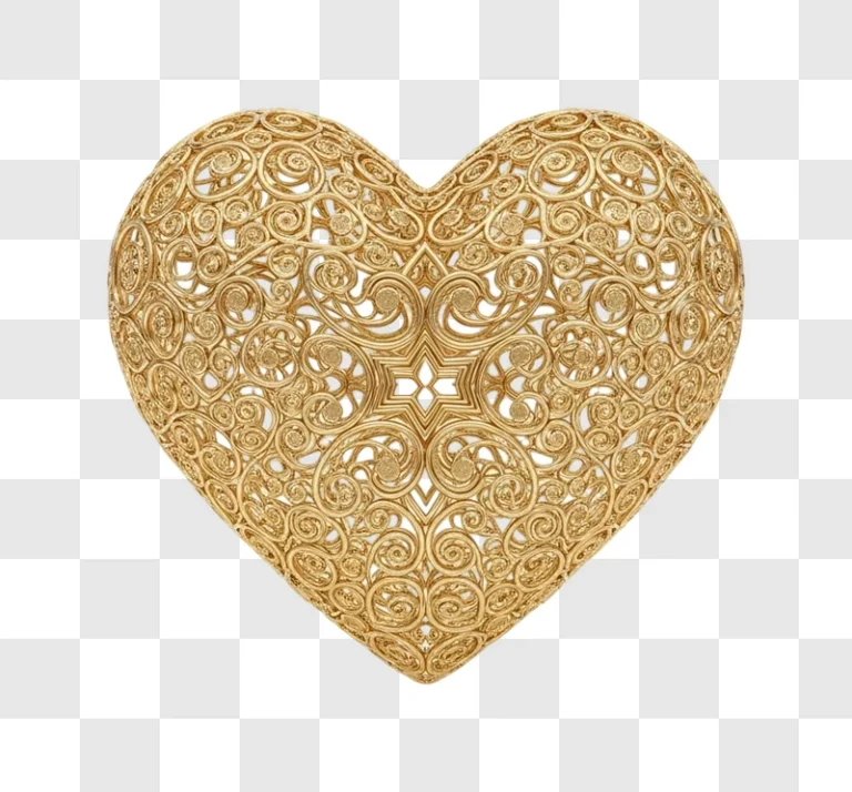 golden heart shaped decorative object