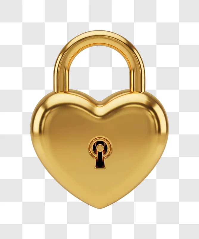 golden heart shaped lock with keyhole
