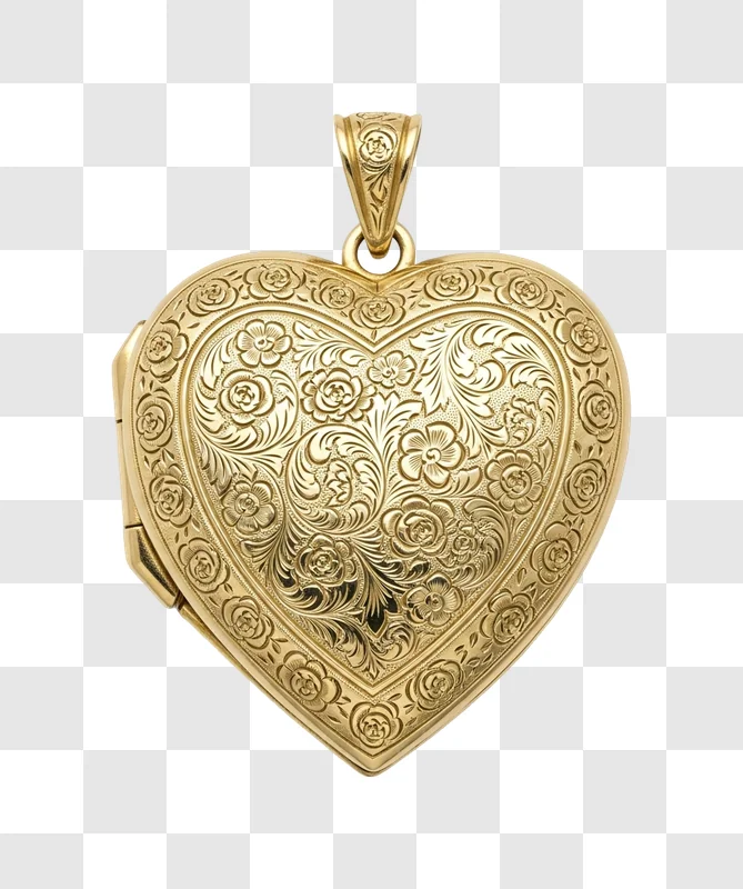 golden heart shaped locket pendant