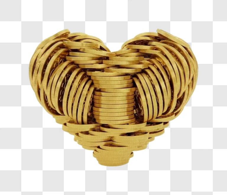 golden heart shaped woven metal object