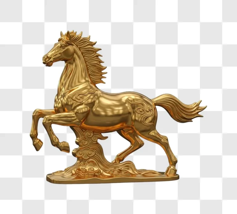 golden horse statue in motion
