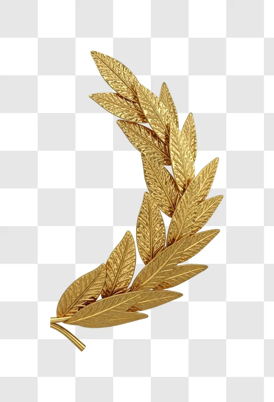 golden laurel leaf branch closeup