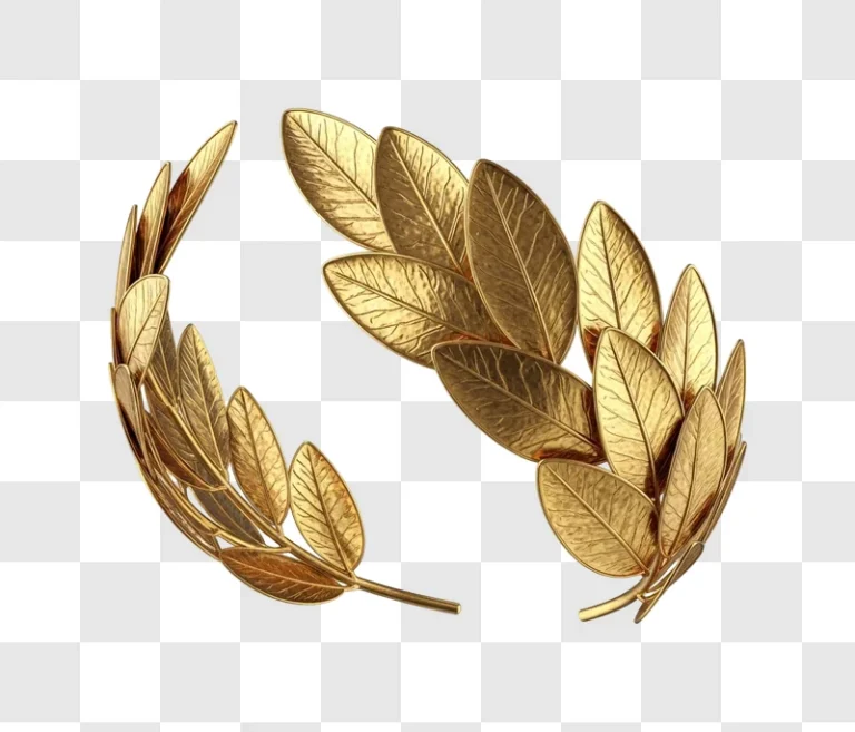 golden laurel leaves decorative wreath closeup