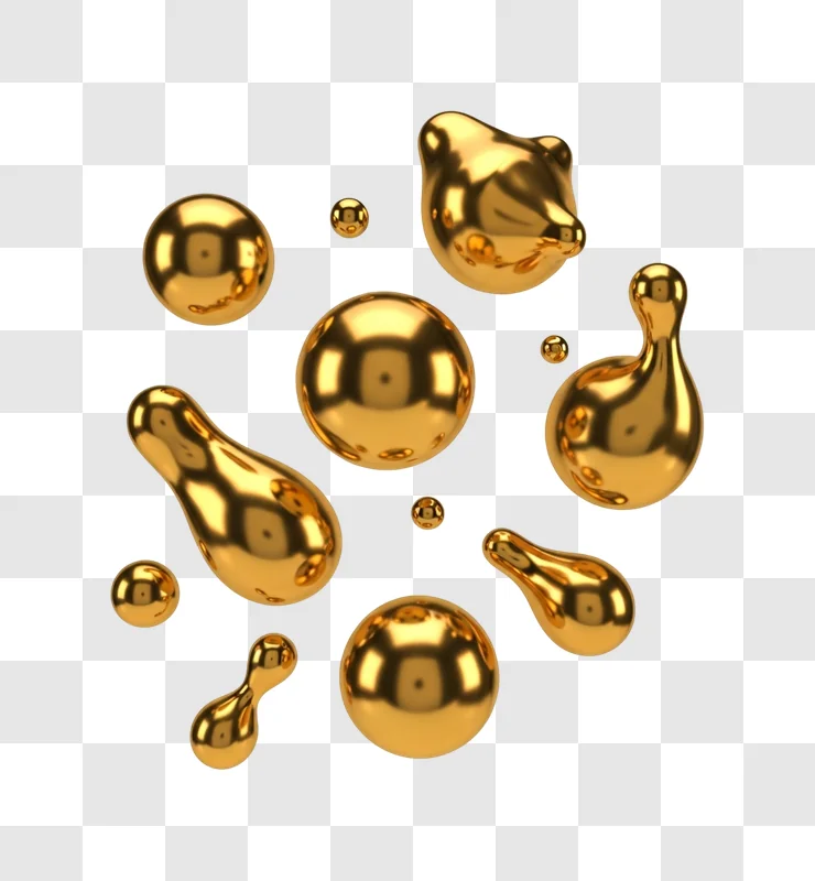 golden liquid metal droplets falling down