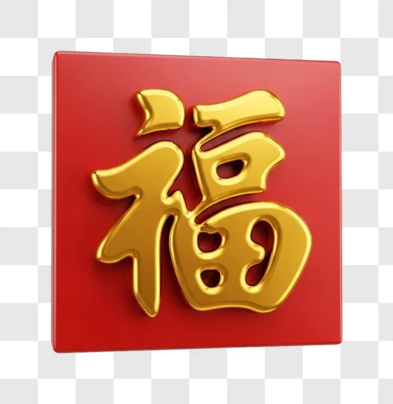golden lucky symbol on a red background