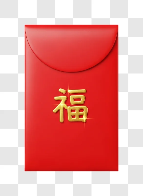 golden lucky symbol on a red envelope