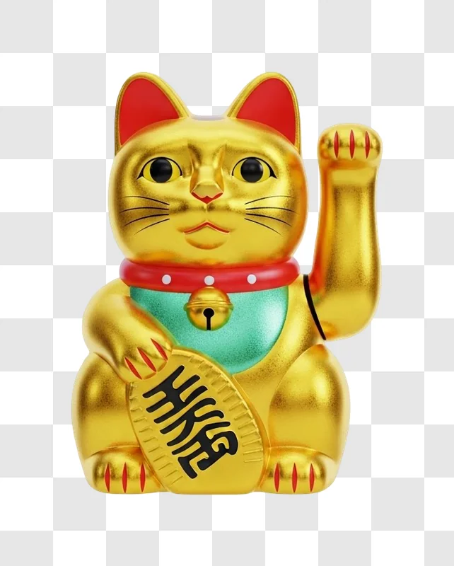 golden maneki neko figurine closeup