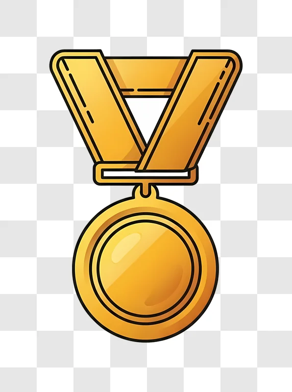 golden medal with red ribbon award