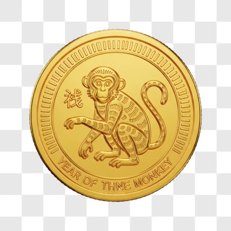 golden monkey coin closeup detail