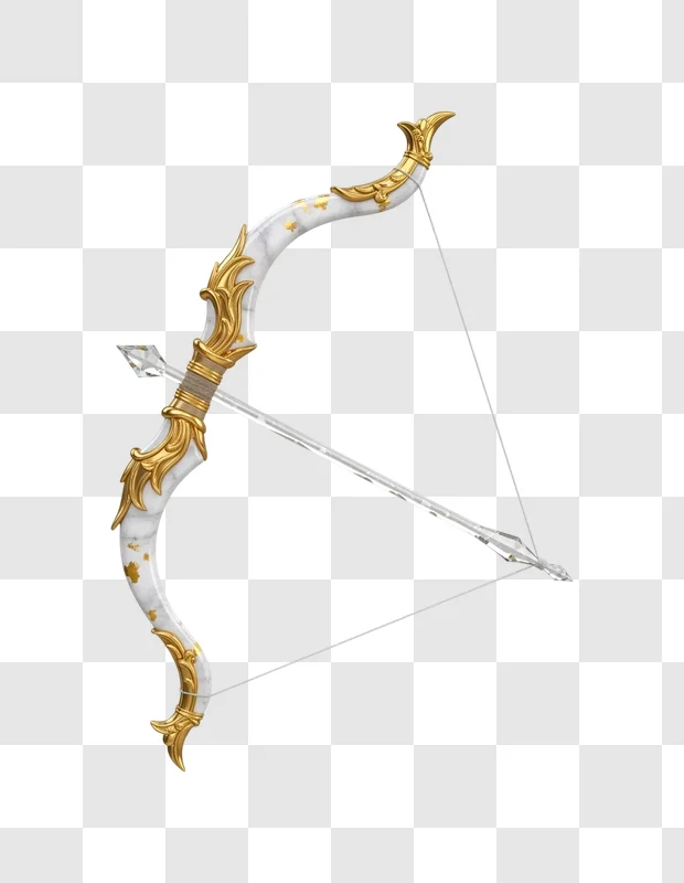 golden ornate fantasy bow weapon