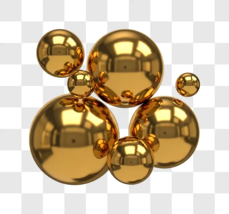 golden shiny reflective metal balls cluster