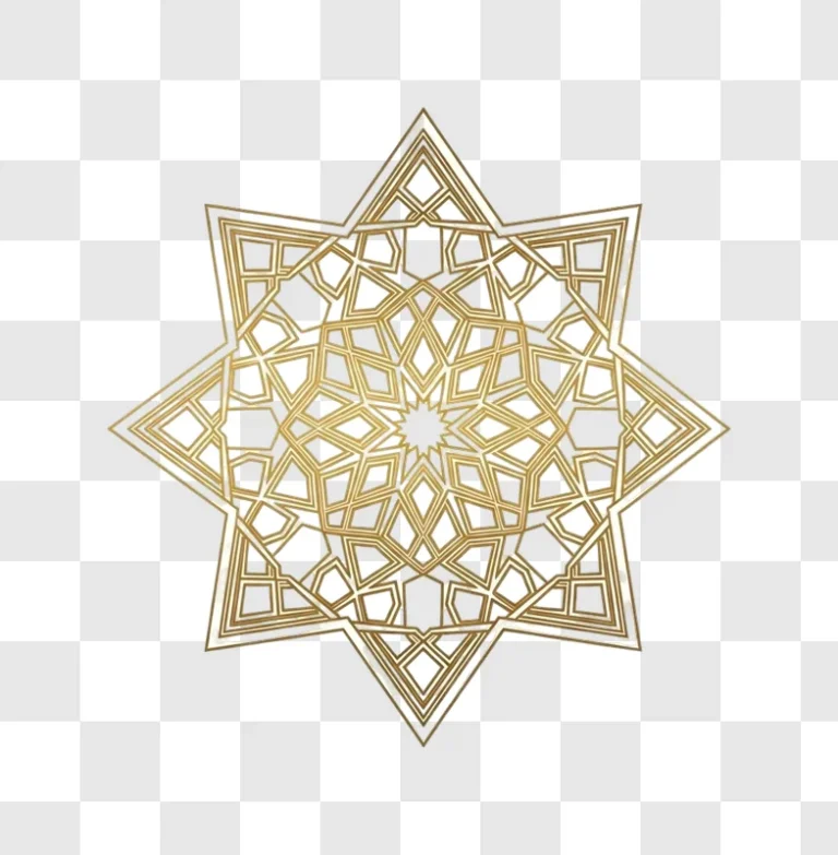 golden star shaped islamic geometric pattern