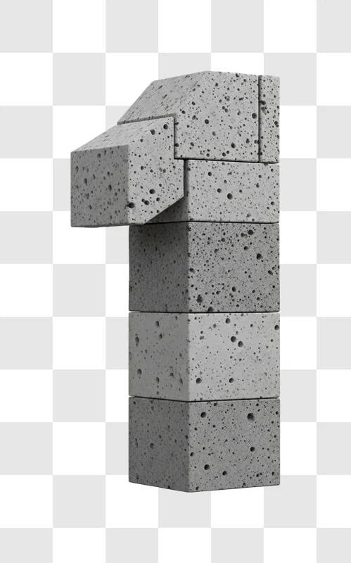 gray concrete bricks stacked to form the number one