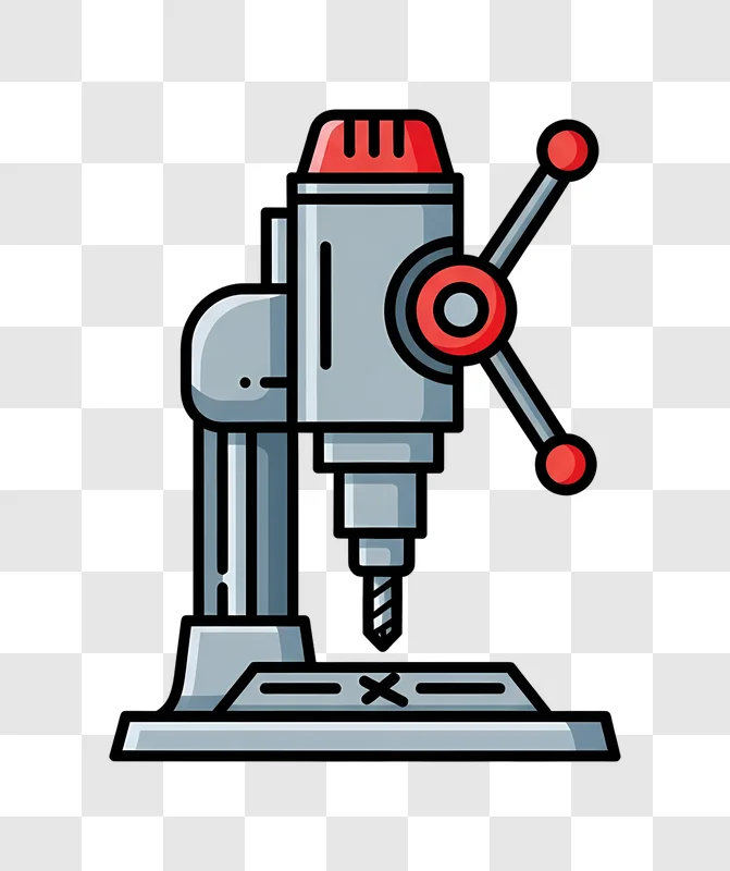 gray drill press with red accents