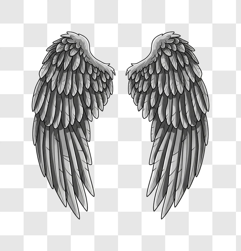 gray feathered angel wings pair