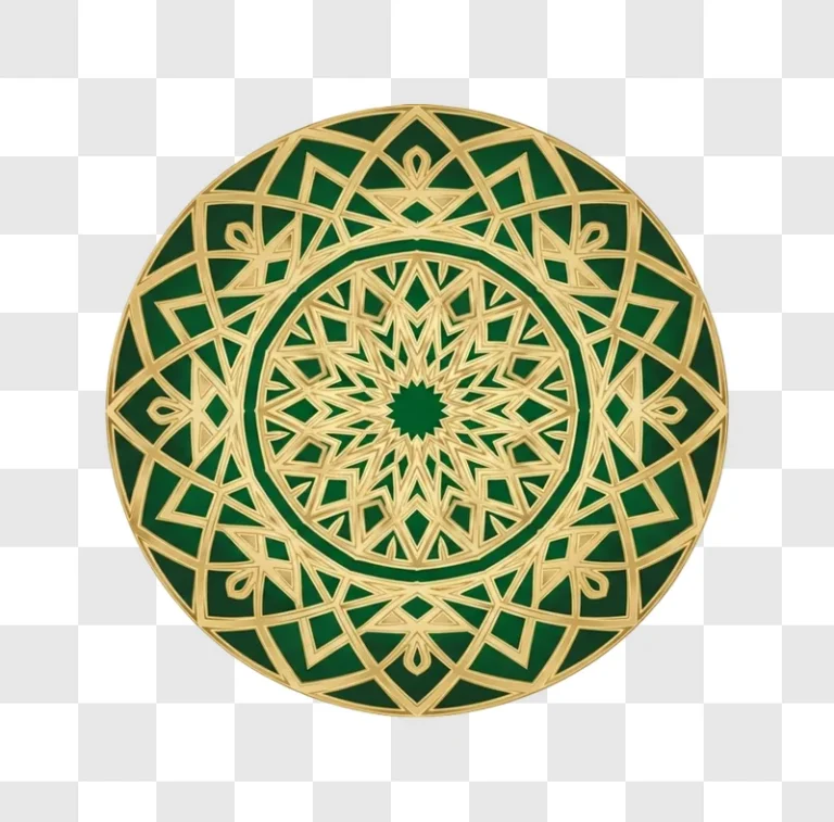 green and gold mandala design pattern