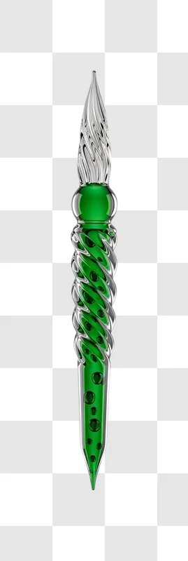 green and silver crystal pendant closeup