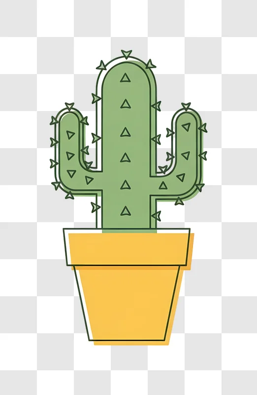 green cactus in yellow pot