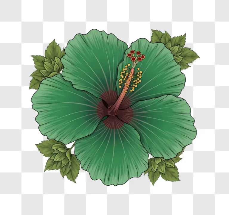 green hibiscus flower illustration