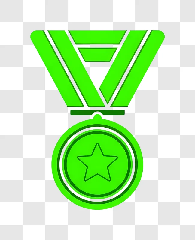 green medal with star on ribbon