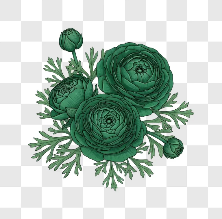 green ranunculus flowers and buds