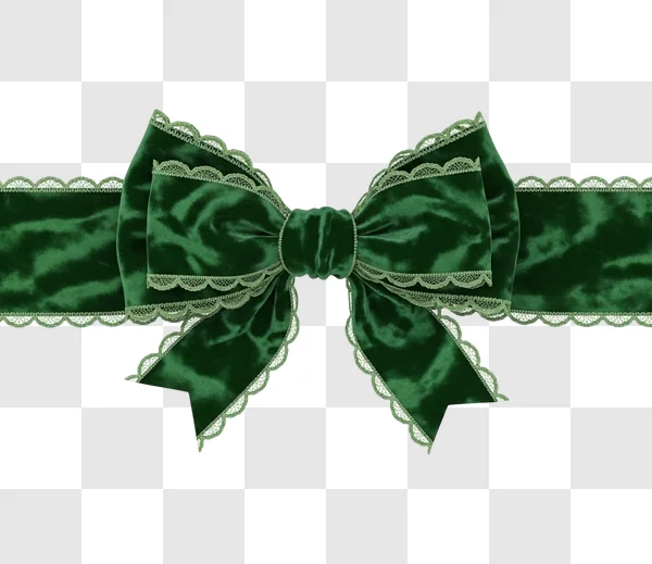 green ribbon bow with trim