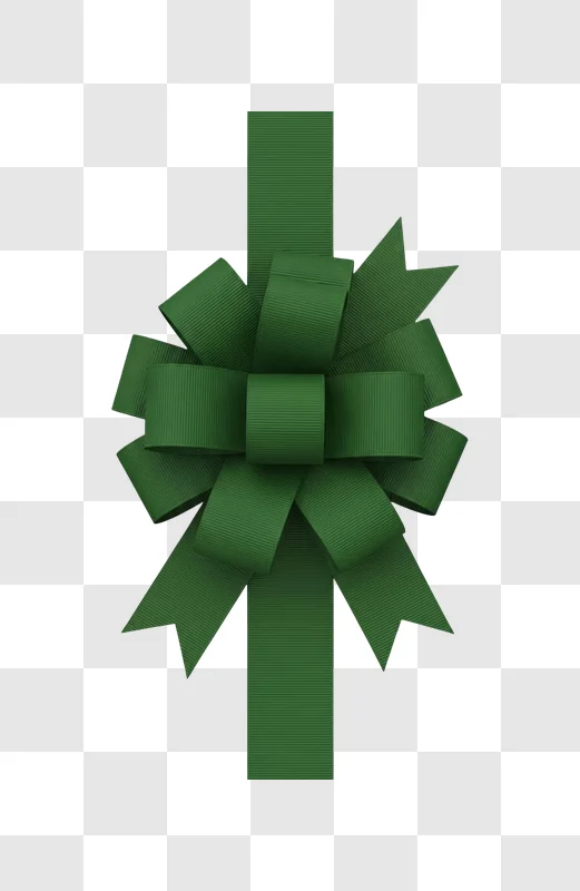 green ribbon with decorative bow detail