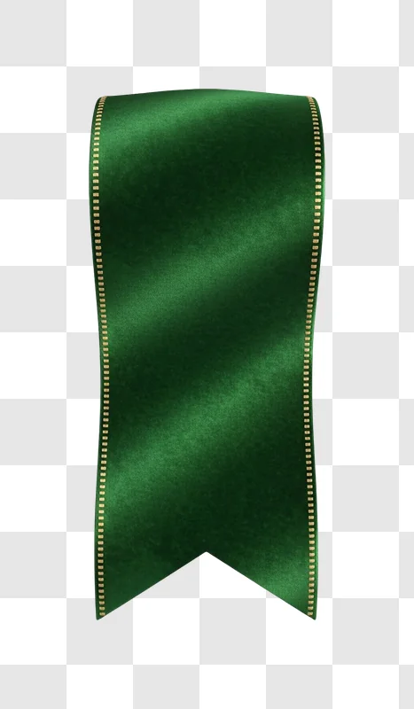 green satin ribbon with gold trim