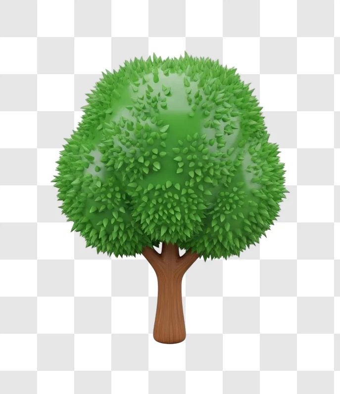 green tree with brown trunk