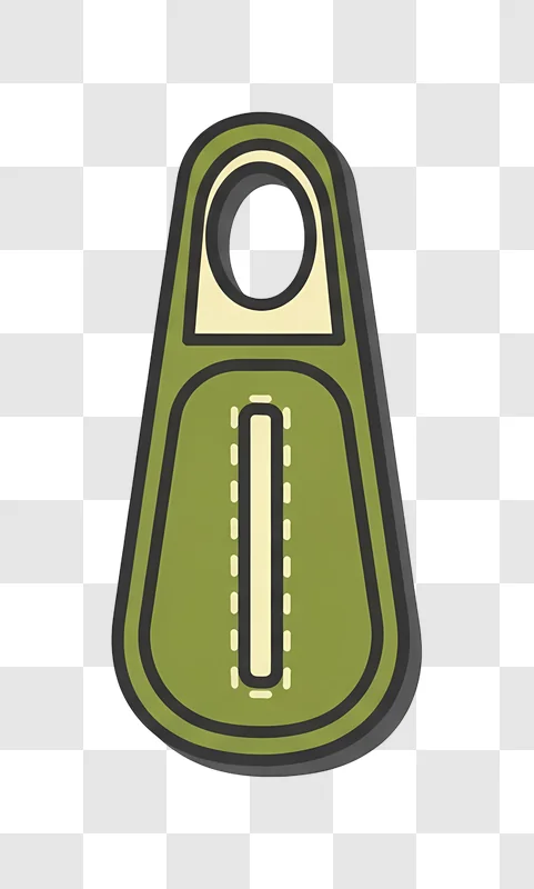 green zipper pull with stitch detail