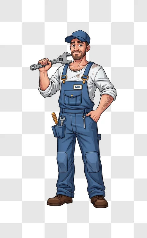 handyman holding hammer in work clothes