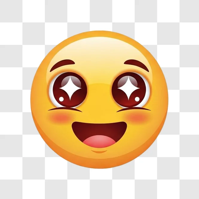 happy yellow emoji face with sparkles