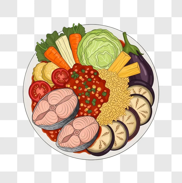 healthy salmon and vegetable plate presentation