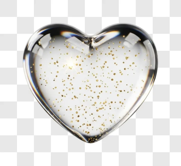 heart shaped glass decoration with glitter