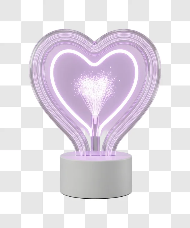 heart shaped glowing light lamp