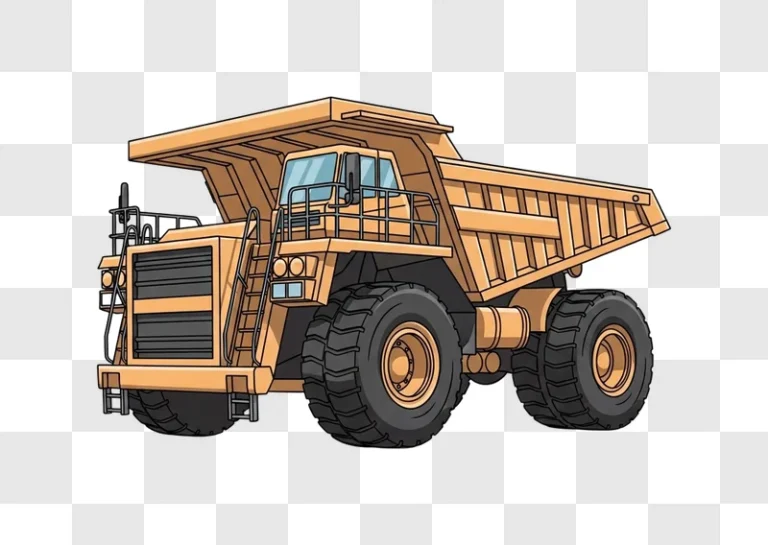 heavy duty yellow mining haul truck cartoon