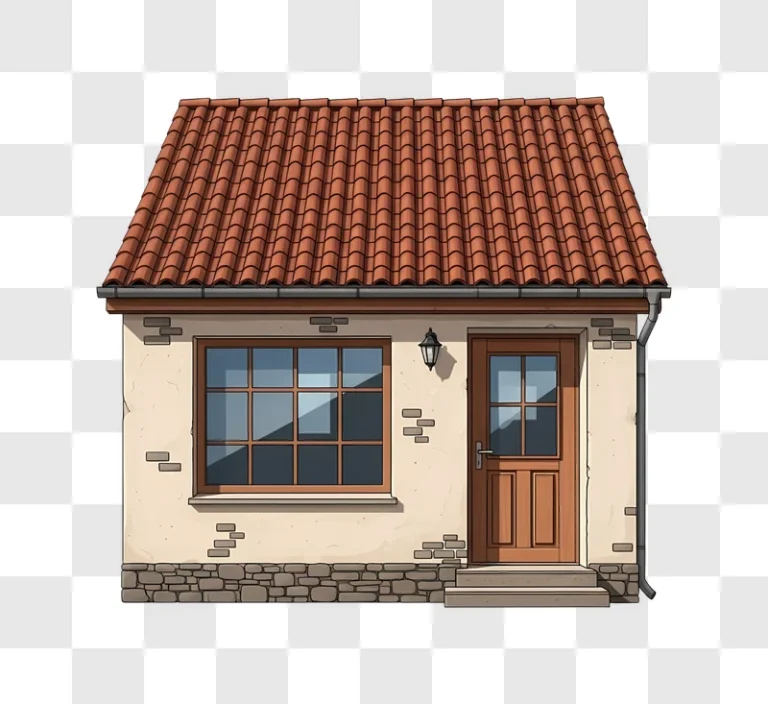 house with brown door window