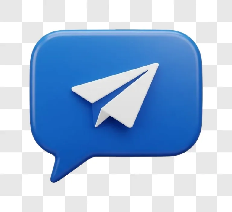 icon 3d blue speech bubble with paper airplane