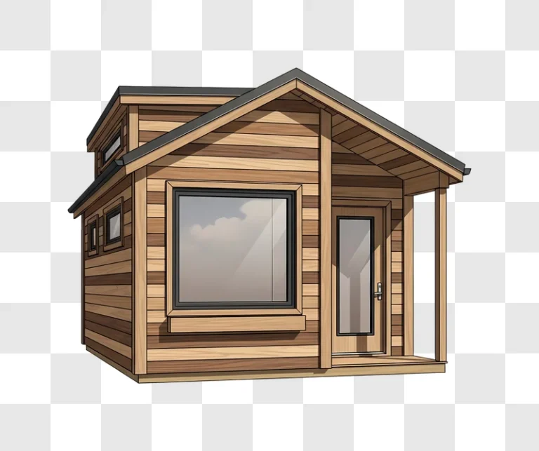illustrated modern wooden tiny house