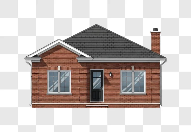illustration of a modern brick house facade with windows and door