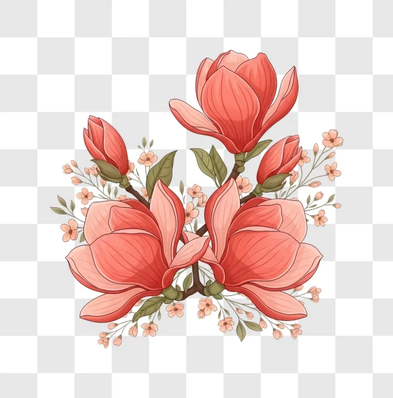 illustrative pink magnolia floral bouquet design