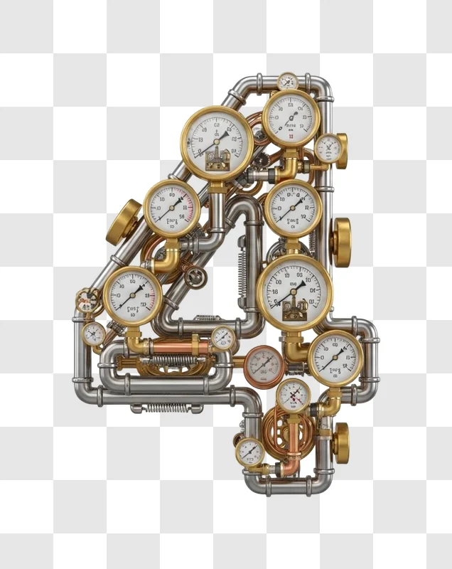 industrial gauges and pipes assembly closeup