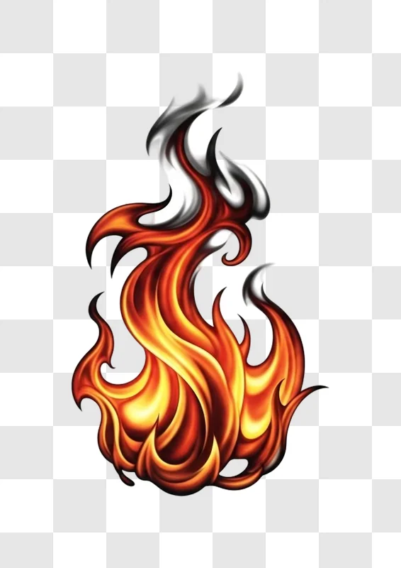 intense fiery flames with silver accents