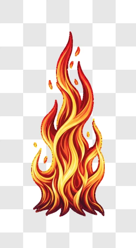 intense stylized blazing fire graphic illustration